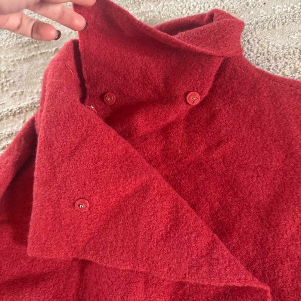Vintage Marconi long line sweater cardigan 100% wool rust Red open front large - Picture 5 of 12